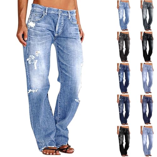 Zmkgee Low-Rise Straight-Leg Boyfriend Jeans