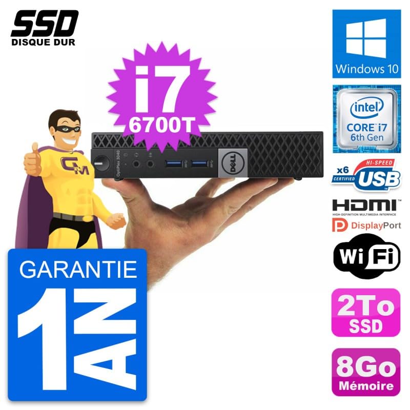 Dell Mini PC OptiPlex 3040 Micro i7-6700T RAM 8GB SSD 2TB HDMI Dell Mini PC OptiPlex 3040 Micro i7-6700T RAM 8GB SSD 2TB HDMI