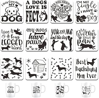 Drawing Stencil Set Dog Stencils for Crafts Reusable Animal Painting Stencils,12PCS Journal Stencil Set Stencils Template,Stencils for Crafts Reusable Set for DIY Gift Card Scrapbooking Decoration