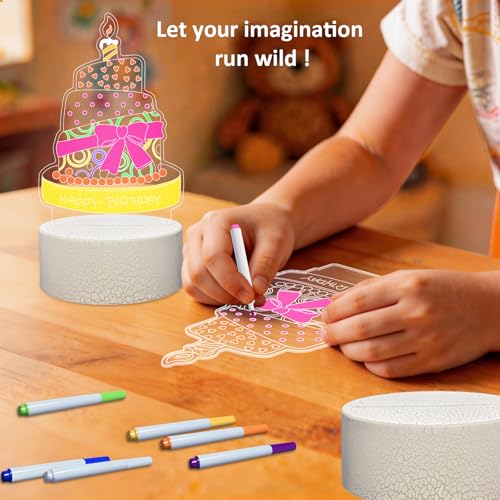 Lámpara de mesa noche 3D ilusión pastel cumpleaños miniatura 2