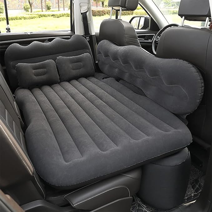 GFHZZS Colchón Coche Hinchable para Fiat Cronos 2018-2024,Grueso Flocado+PVC Multifuncional Plegable Portátil para Asiento Trasero Colchoneta Lnflable para Viajes, Camping,Aire Libre,Black