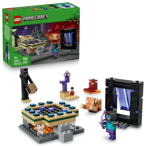 LEGO Minecraft Nether & End Portal Journey - Building Toy w/a Cool Hero Enderman & Baby Hoglin Mob Figures - Gaming Gift for 7+ Year Old Boys & Girls - 21584