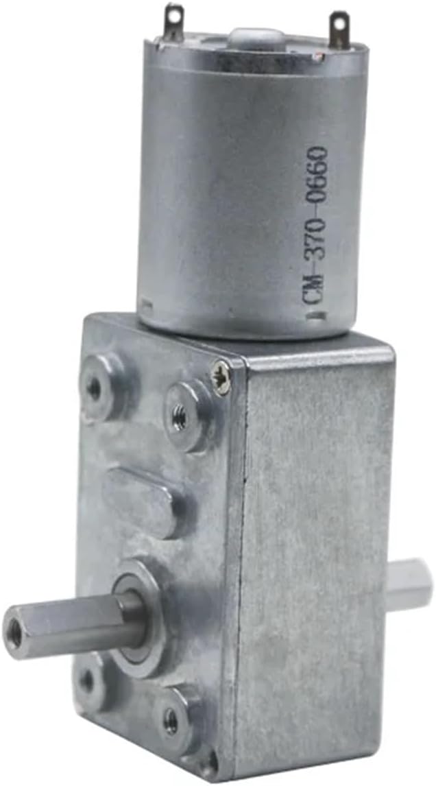 1pcs 12-24V 6mm Dual Output Shafts Low Speed 6rpm Self-Lock Large Torque DC Worm Gear Motor JGY370-D Double Axis Worm Geared Motors(Without Bracket,237RPM,DC24V)