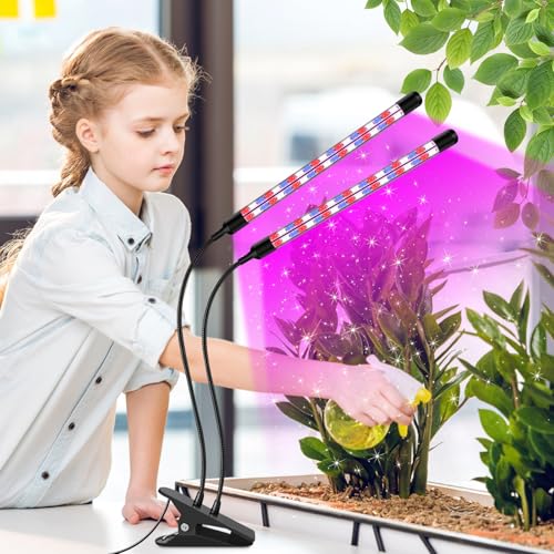 Lampe de Croissance LED 2 Têtes,Lampe pour Plantes à Spectre Complet,Lampe de Plante avec Minuteur,3 Modes de Couleur et 5 Niveaux de Dimming,lampe de culture LED pour Plantes d'Intérieur (Rouge+Bleu) – Image 8