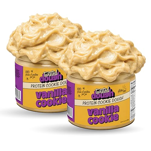 Image of Twisted Dough Protein Cookie Dough, Vanilla Cookie Flavor, 2 Pack, 100g Protein, Healthy Snacks, Gluten Free Edible Cookie Snack, High Protein Low Carb & Low Sugar Dessert for Kids & Adults, Keto Friendly
