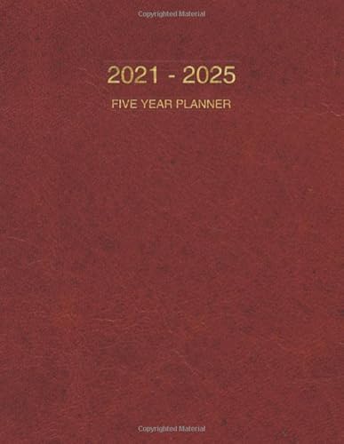 2021-2025 Five Year Planner: Red Leather | Simple 60 Months Calendar, 5 Year Appointment Calendar, Business Planners, Agenda Schedule Organizer Logbook and Journal