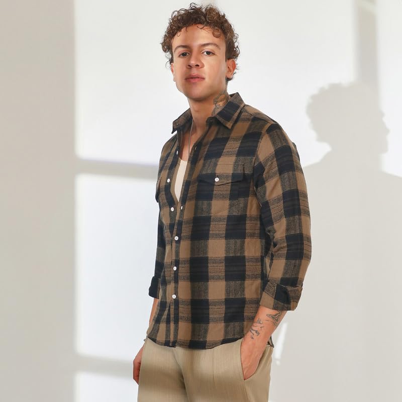 Image of CAHOOT Men's Multitrack Striped Oversized Shirt for Casual Wear | Spread Collar | Long Sleeve | Button Closure | Oversized Shirt Crafted with Comfort Fit for Everyday Wear