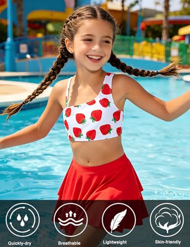Image of RAISEVERN Girls Swimsuit 3 Piece Bathing Suits Cute Swimwear for 5-12 Years