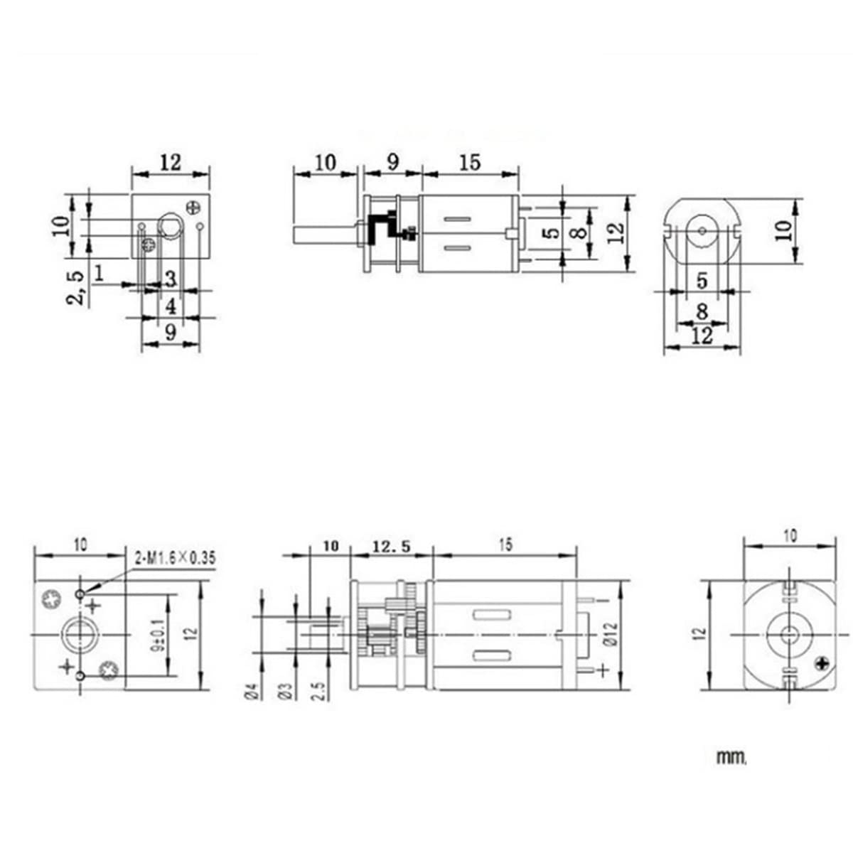 Xuulan DC Motor GA12-N20 6V - Getriebemotor Mit Hohem Drehmoment 100rpm