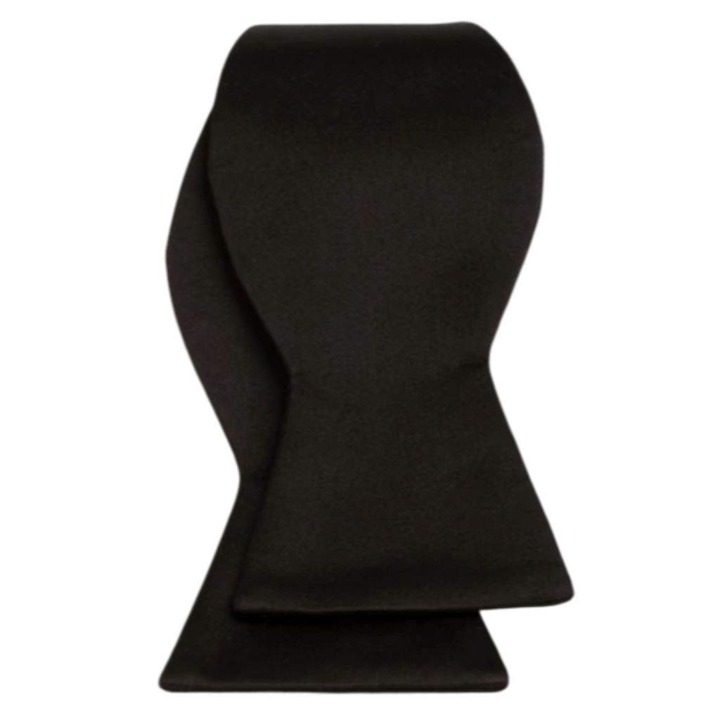 David Donahue Men's Classic Self Tie Silk Solid Black Luxury Tuxedo Bow Tie
