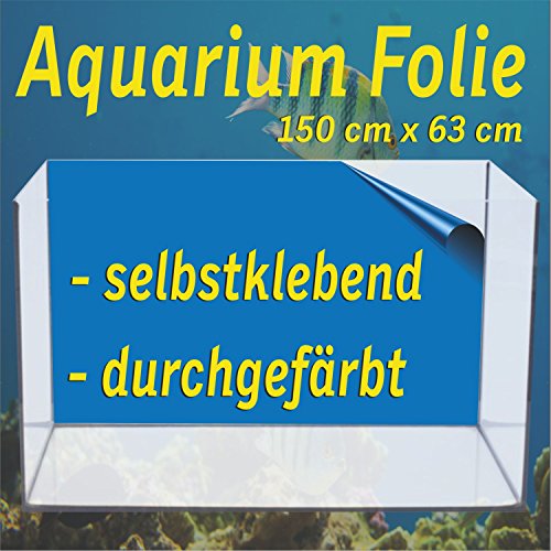 Aquarium Folien selbstklebend, Rückwand blau, Klebefolie für Aquarium inkl. Verklebezubehör, Folienformat 150 cm x 63 cm Cover