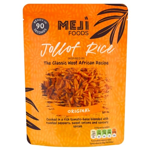 MEJI Foods Jollof Rice Instant Microwave Rice Ready in 90 Seconds Box of 8 x 250g Authentic West African Recipe Vegetarian friendly