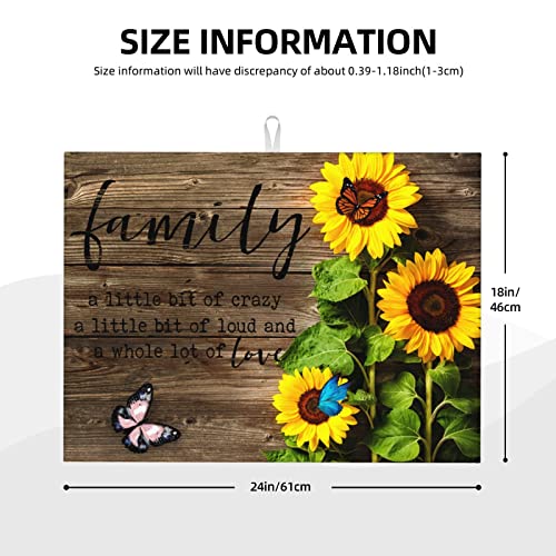 Quotes Inspiring Family Words Absorbent Dish Drying Mat Xl Kitchen Counter Microfiber Mat Vintage Butterfly Sunflowers Wooden Drying Pad Reversible Drainer Mats For Countertop Large 18 X 24 Inch #TOP2