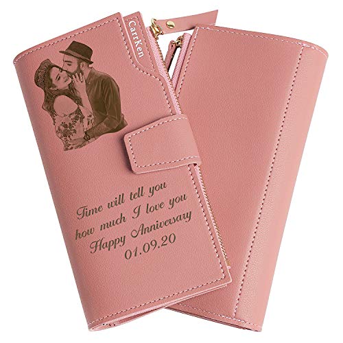 Personalized Wallets for women Engraved Leather Wallet Credit Card Clutch Long Wallet for Mom, Wife, Friends, Sister, Daughter at Birthday, Anniversary, Mother's Day, Thanksgiving, Christmas