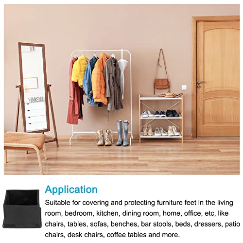 METALLIXITY Chair Leg End Cover (60mm x 60mm) 18Pcs, Square PVC Furniture Feet Caps Floor Protector - for Sofa Table Patio Chairs Black - Image 3