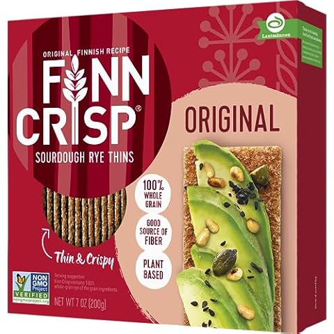 Finn Crisps Original Rye Crispbread 7oz | Thin, Crispy Rye Flatbread Crackers | Authentic Finnish Sourdough Crispbread | Whole Grain Rye Crackers [7 oz Box] Cover