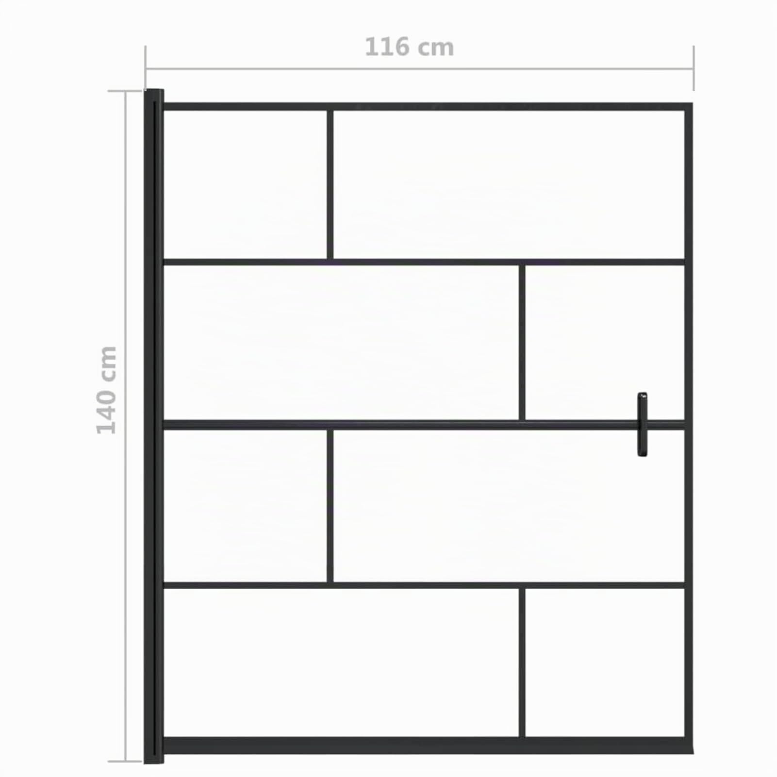 IKAYAA Mamparas de Bañera 116 x 140 cm Biombo de Baño Mampara Bañera Abatible de Vidrio Templado Negro