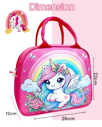 Image of TERA 13 Lunch Bags Insulated Lunch Tiffin Carry Bag (1 pcs) Unicorn Large Size Hot Cold B-ag for Office Travel School Picnic for Girls, Boys, Men & Women, Cartoon Gift Storage Zipper Bag for Girls