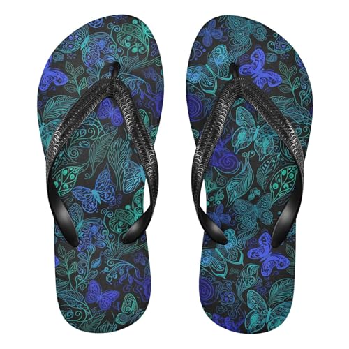 Burbuja Butterflies Leaves Flip Flops for Women Men, Soft Thong Sandals Rubber Slippers for Pool Beach Essentials