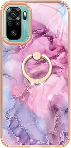 Miniatura 3 de XYX Case Compatible with Xiaomi Redmi Note 10s, TPU Marble Shockproof Bumper Slim Full-Body Protective Phone Case Cover with 360 Rotating Ring