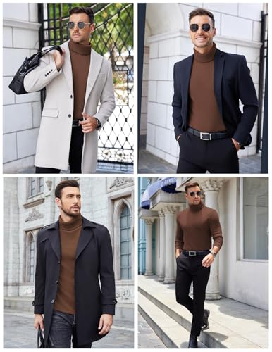 Image of COOFANDY Men's Ribbed Turtleneck Sweater Casual Basic Long Sleeve Knitted Pullover Sweater