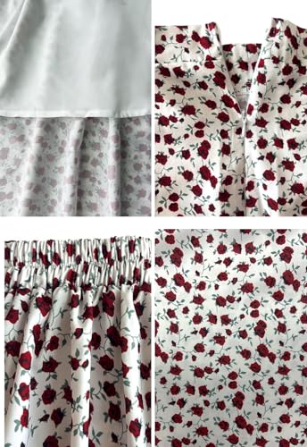 Image of HERBATOMIA Women's Floral Print Midi Skirt Casual High Elastic Waist Zipper Vintage Long Boho Skirts for Women