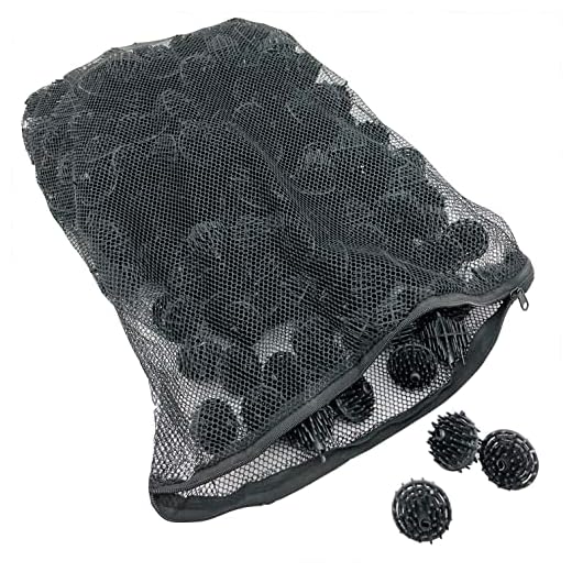 Aquarium Masters 300 Count 1.5 Inch Large Bio Balls Filter Media - Includes 18x14 Mesh Bag with Easy Access Zipper - Perfect Bio Balls for Pond Filter Media