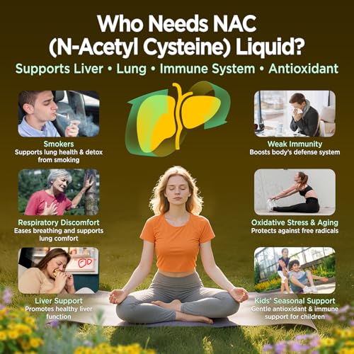 Image of Liposomal Liquid NAC Drops, NAC Supplement N-Acetyl Cysteine, NAC 600 mg with Milk Thistle & Quercetin for Adults & Kids, Liver & Lung, Immune & Antioxidant Support, Skin & Cellular Health, 2 Fl Oz