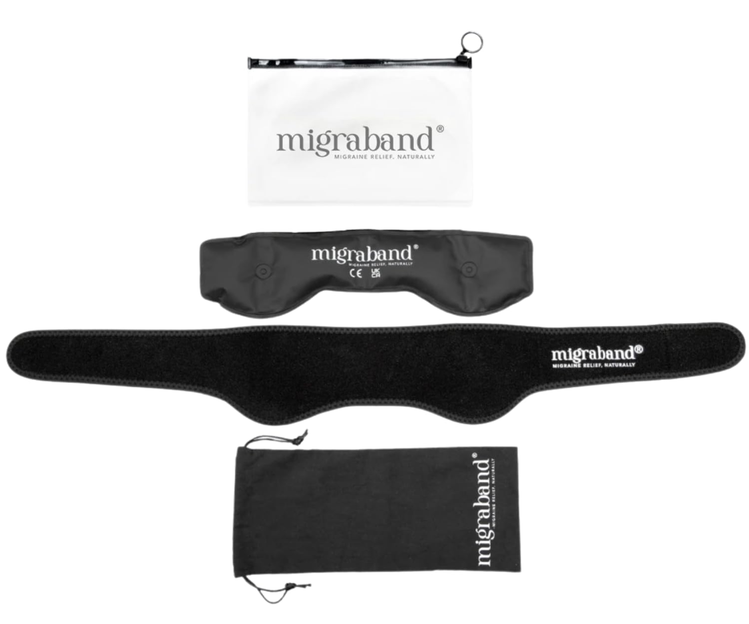 Diadema de compresión para aliviar la migraña con paquete de gel caliente/frío