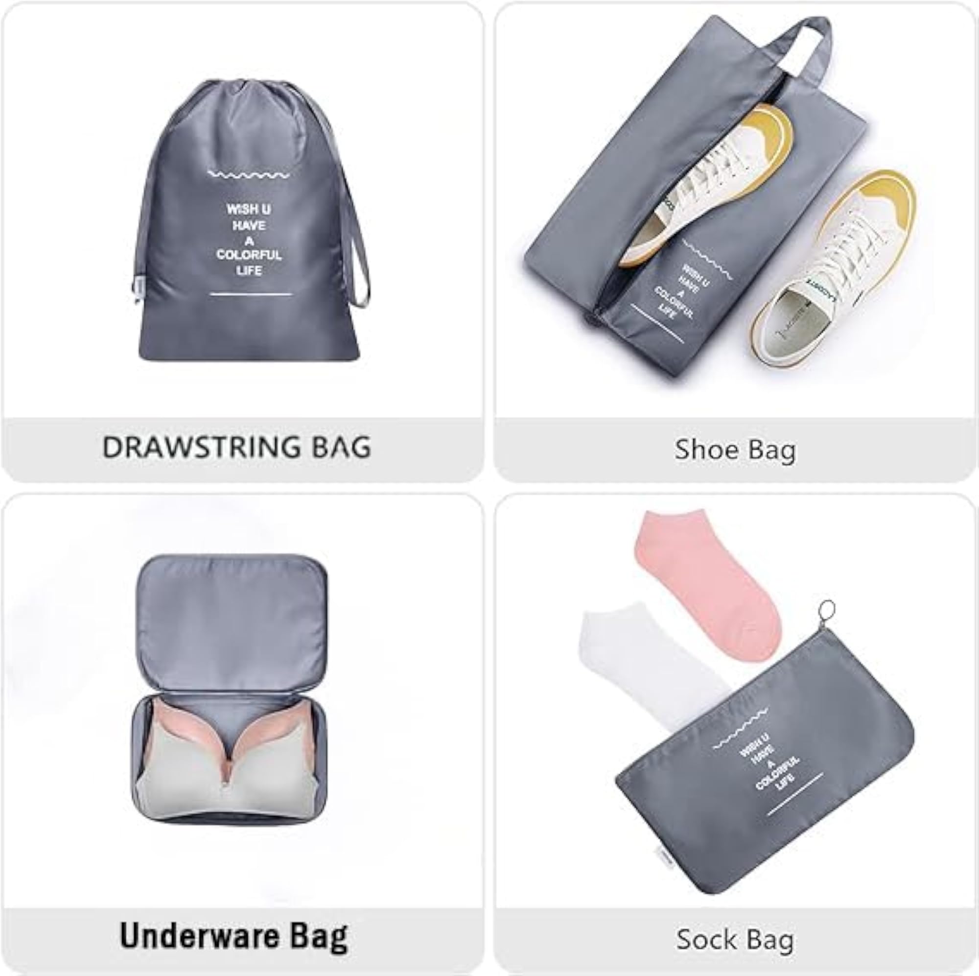 7pcs Packing Cubes Travel Organizer Set with Laundry Bag