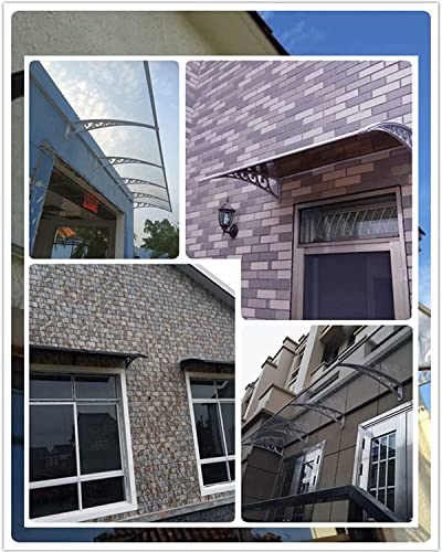 Outdoor Window Door Awning Polycarbonate Porch Awning,Strong Arched Rain Shelter Patio Cover Roof Protecting,Impact Resistant Plastic Bracket,For Front Back Home Door 23.3.16 (Size : 80X200Cm) #TOP7