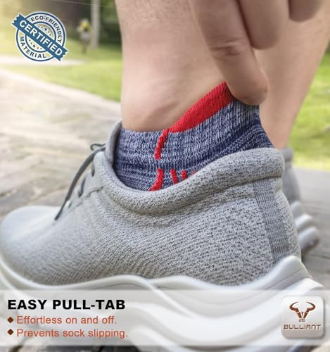 Image of BULLIANT Men Running Ankle Socks 6Pack-Cushioned Support-Low Cut No Show | Fully Terry Sole | Arch Support | Seamless Toe Closure | Moisture-Wicking Breathable Mesh | Reinforced Heel&Toe