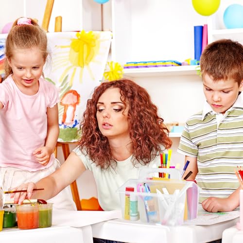 ALINK Classroom Caddy Storage Basket with Handle, 6 Pack Plastic Arts Office Crafts Caddy 4 Compartments for Kids, Pencil, Crayon, Marker, School Supplies - Clear by ALINK - Image 6