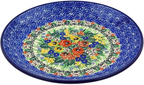 Polish Pottery 10½-inch Dinner Plate Ceramika Artystyczna Pansy Garden Theme UNIKAT - Thumbnail 2