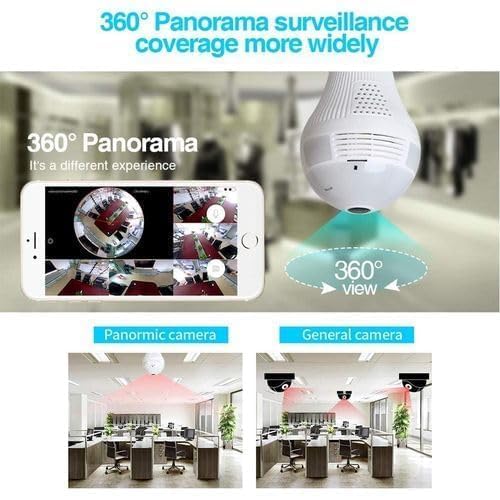 Image of DDLC 3MP Indoor WiFi Light Bulb Camera for Home Security with 360 View | Smart LED Wireless Light Socket Bulb | Motion Detection & Mobile App V380 Pro (Bulb Camera)