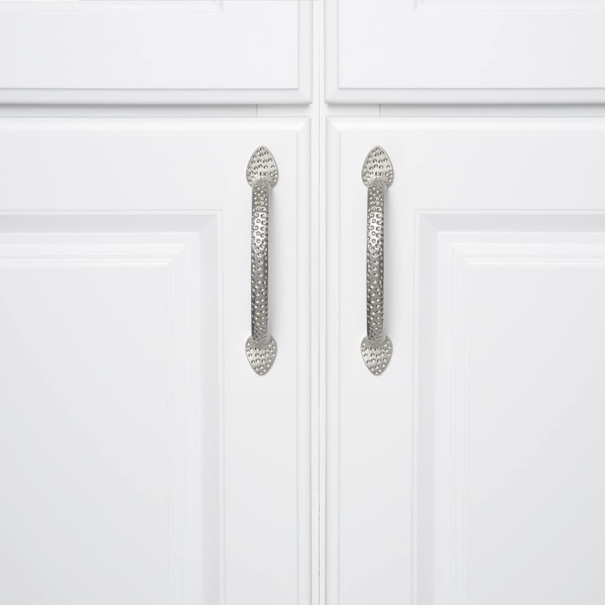 South Main Hardware Triangle Foot Cabinet Drawer Pull Handle, 5.5" Length (3.75" Hole Spacing Center), Satin Nickel, Includes Mounting Hardware, 10-Pack