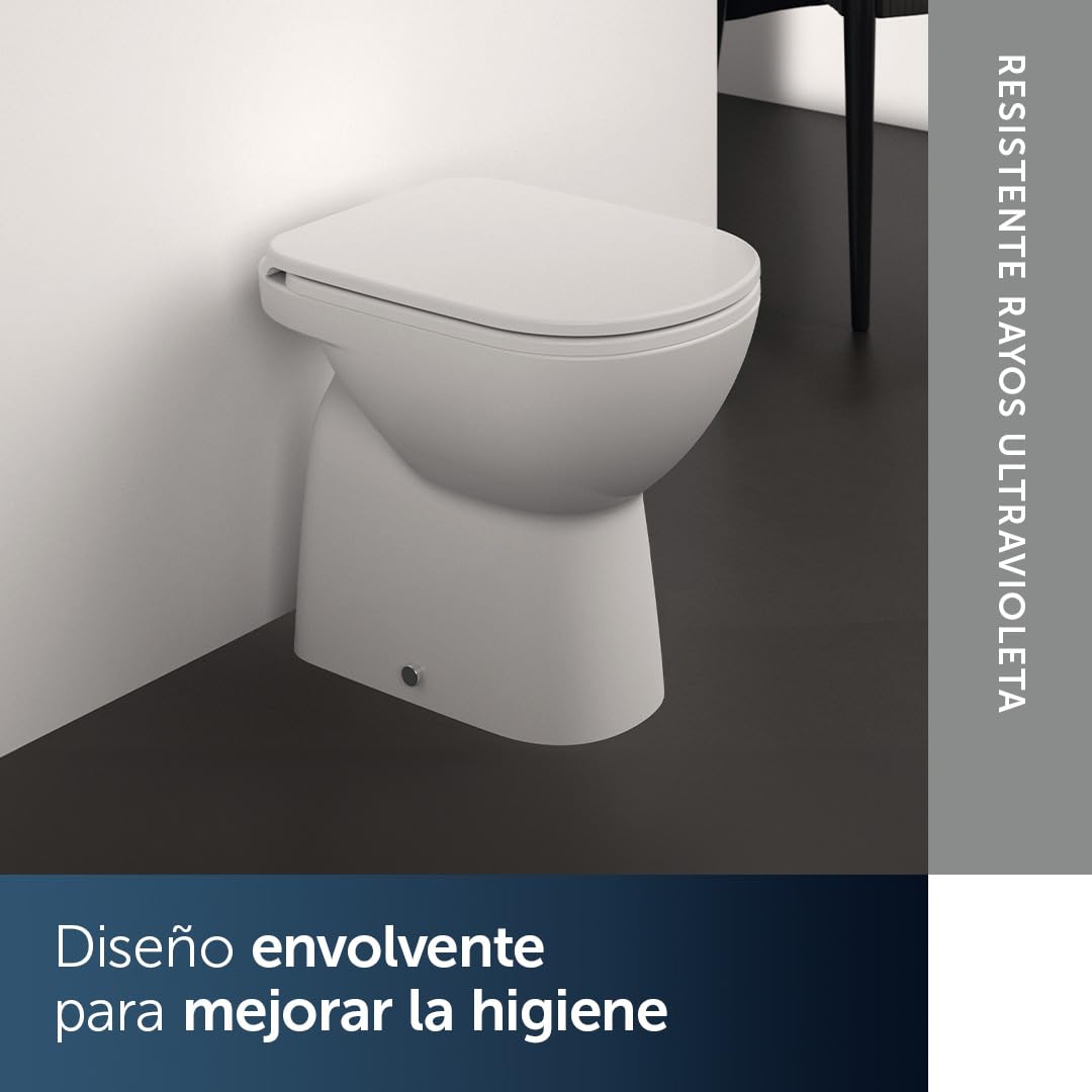 Ideal Standard Connect asiento WC envolvente, diseño en D – Blanco (Alpin) | Asiento de inodoro con bisagras de acero inoxidable robustas, E712801