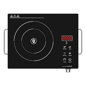 Infrared Cooktop 2200W, Touch Control Electric Stove, Crystal Glass Top, Works with All Utensils, Auto Shut-Off & Overheat Protection, Portable Cooktop for Home & Office