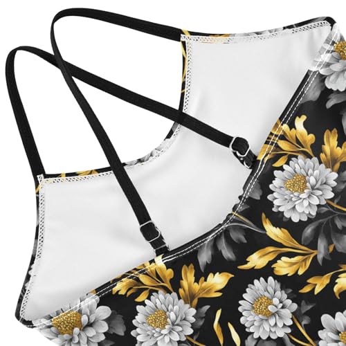 Elegant Flowers Black Girls One Piecing Swimsuit Kids Bathing Suits Swimming Suits4