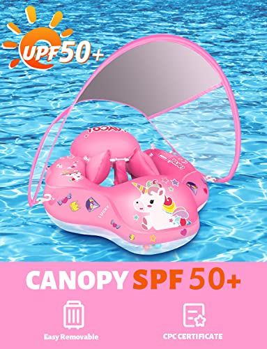 Laycol Baby Swimming Float Inflatable Baby Pool Float Ring Newest With Sun Protection Canopy,Add Tail No Flip Over For Age Of 3-36 Months #TOP1