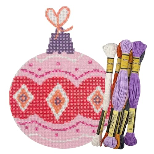 Howies Christmas Needlepoint Needlepoint Kits 18CT Printed Embroidery Pattern Starter Kits Stamped Patterns Canvas Kits(Christmas Ball-Colored 11 4x4inch)