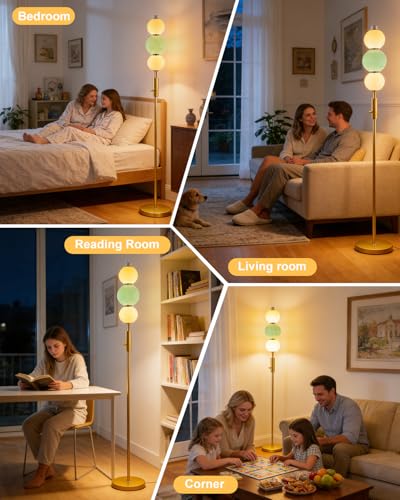 Image of Lightdot Globe Floor Lamp with 3 Color Temperatures Smart LED Bulbs Included, Dimmable Unique Corner Floor Lamp, Blue Modern Standing Lamp Tall Lamp for Living Room /Bedroom /Gaming Room /Decor Office