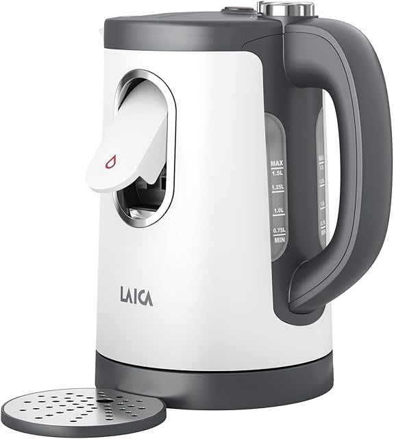 LAICA Dual Flo Electric Kettle With One-Cup Fast Boil Dispense, 1.5 Litre Capacity