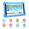 HAPPYBE 8 inch Kids Tablet, 8" Display, 1080p Full HD, Quad Core Android 10, 32GB, Parental Control, Kidoz Installed, WiFi, Dual Camera Google Play, YouTube, Children’s Tablets, Kid-Proof Case (Blue)