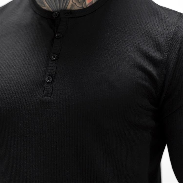 Men's Casual Long Sleeve Henley Sweater – Stylish and Slim Fit Solid Color Pullover4