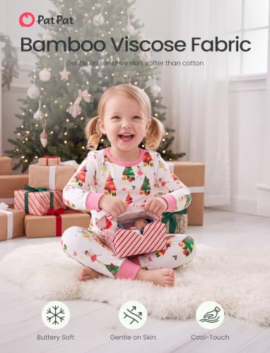Image of PATPAT Toddler & Kids Pajama Sets with Bamboo Viscose, Snug Fit Pjs for Girls, All-Season Comfort Sleepwear, Ages 2-12 Years