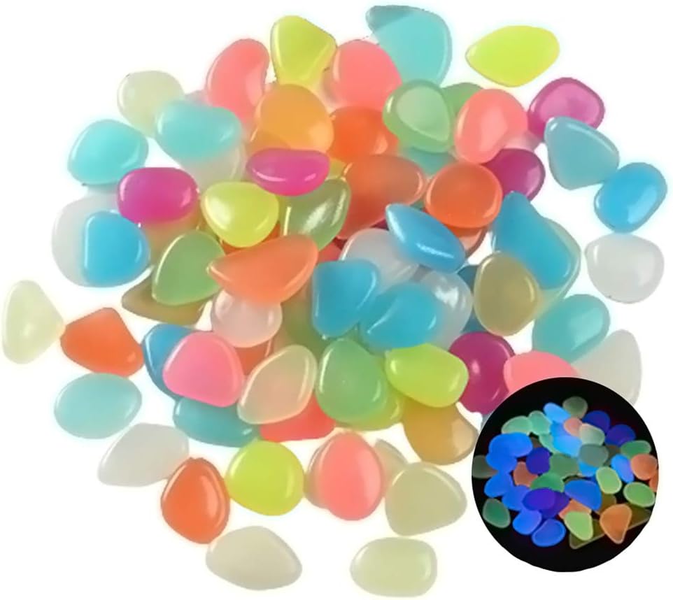 Glowing Stone Colored Luminous Rocks, Pebbles That Glow in The Dark, Luminous Plastic Pebbles for Decoration of Fish Tanks in Parks and Gardens (Size : 400PCS)