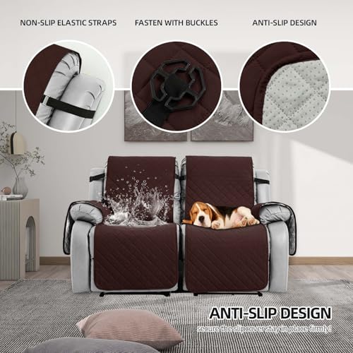 Funda de sofá reclinable de 2 plazas lavable para hogares con mascotas y niños activos 3