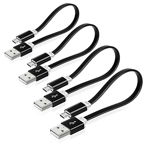 Eversame USB2.0 – Micro USB to USB Cable, [4-Pack] 20CM/8 Inch Short PVC A Male to Micro B Charge and Sync Cord For Samsung Galaxy Note4/S4/S3/S2,HTC One X,LG G Pro Lite (Black)