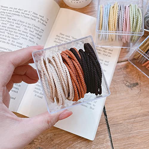 50pcs canned threaded high-elastic rubber band non-slip and non-damaging ponytail clip hairband suitable for thick and thin hair/ponytail(SZMS)